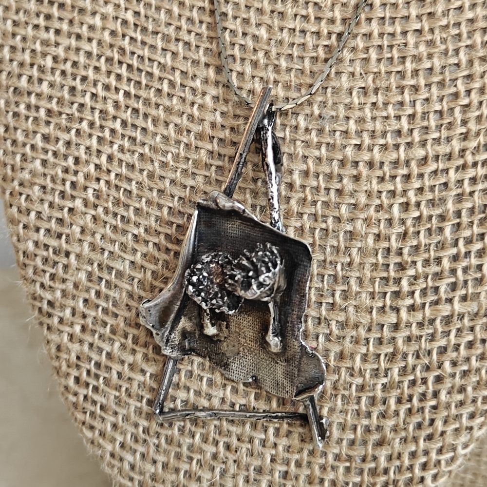 Vintage MCM Modernist Brutalist Sterling Silver Pendant